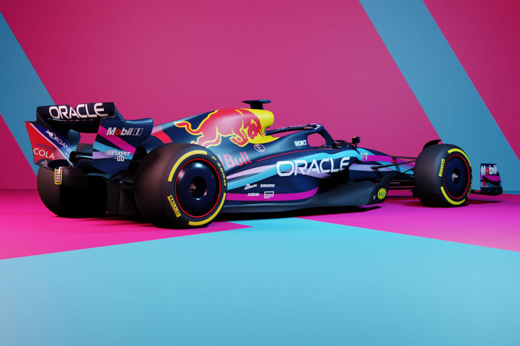 レッドブルF1、マイアミGPスペシャルカラーを施したRB19を発表。ファン